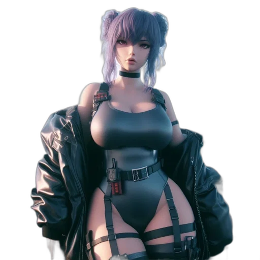 jacket, dress, robot, cyberpunk transparent PNG cut-out