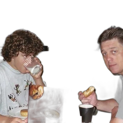 food, two, men, sit transparent PNG cut-out