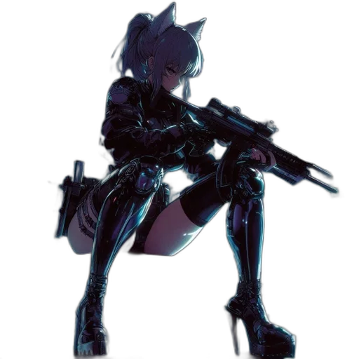 robot, weapon, jacket, staff transparent PNG cut-out