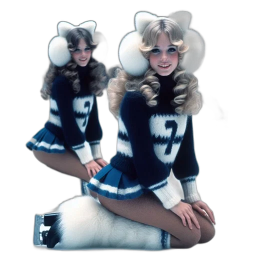 hat, two, ice, skaters transparent PNG cut-out