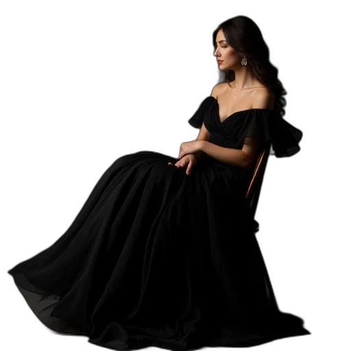 dress, photorealistic, dark, elegant transparent PNG cut-out