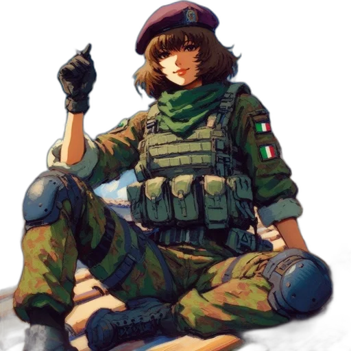 weapon, jacket, staff, face transparent PNG cut-out