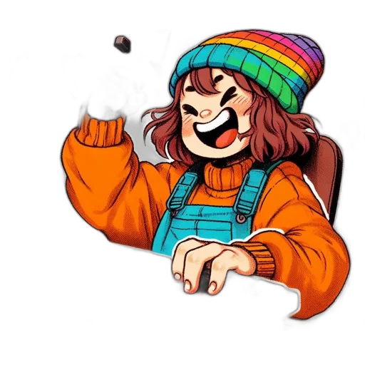 jacket, hat, staff, face transparent PNG cut-out
