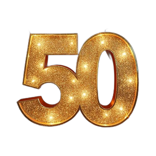 3d render, 50th, birthday, invitations transparent PNG cut-out