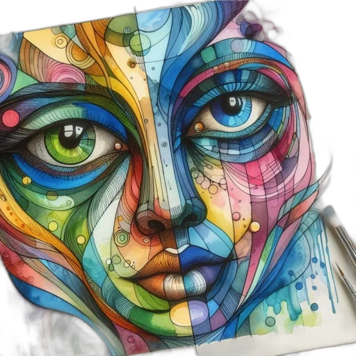 face, mask, robot, watercolor transparent PNG cut-out
