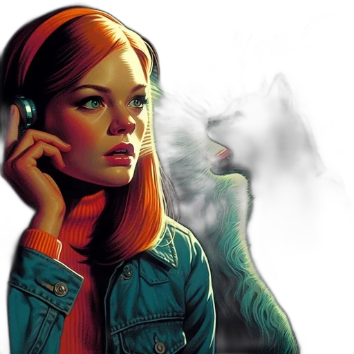 jacket, face, comic book art, concept art transparent PNG cut-out