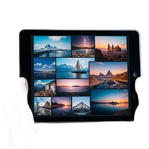 tablet, computer, screen, showing transparent PNG cut-out