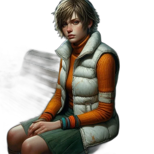 jacket, face, staff, weapon transparent PNG cut-out