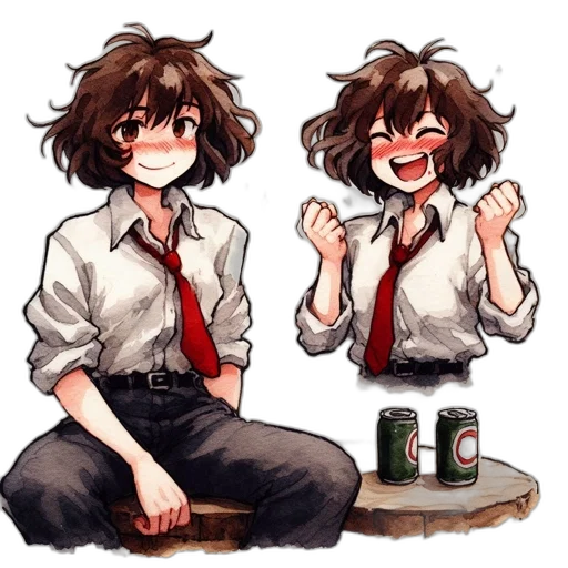 hair, creature, jacket, bottle transparent PNG cut-out