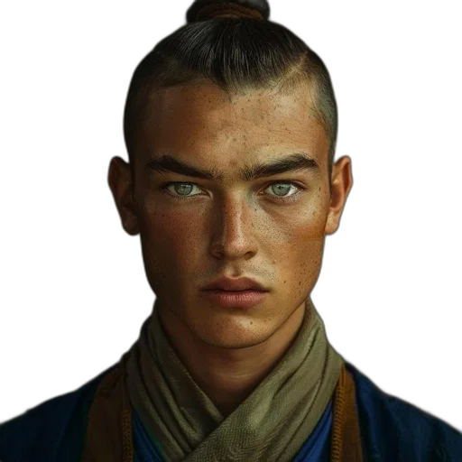 face, dragon, jacket, staff transparent PNG cut-out