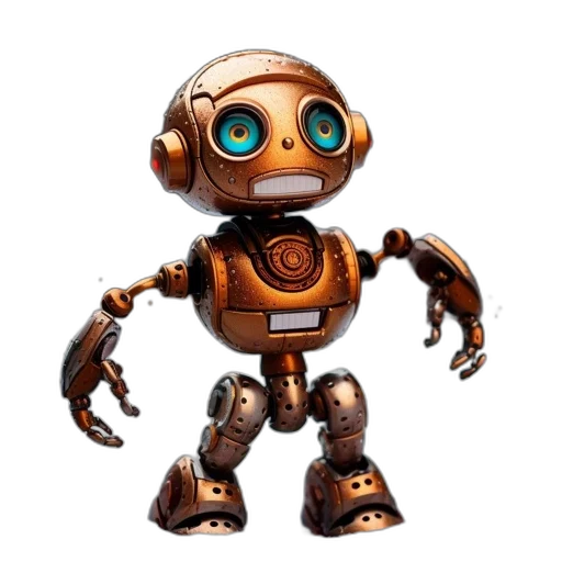 robot, 3d render, concept art, metallic transparent PNG cut-out