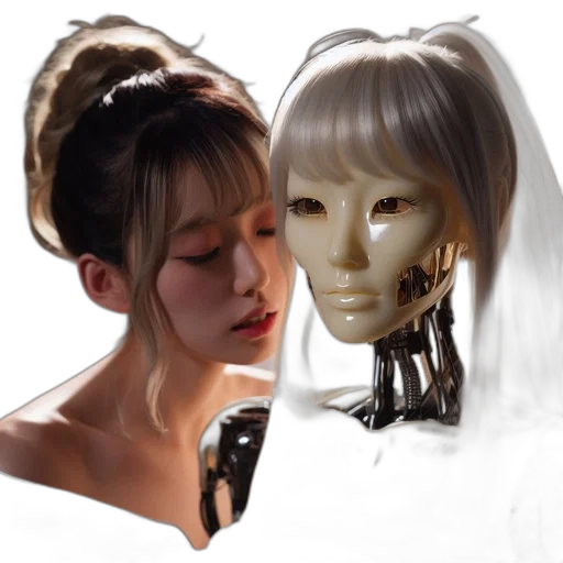 mask, robot, face, photorealistic transparent PNG cut-out