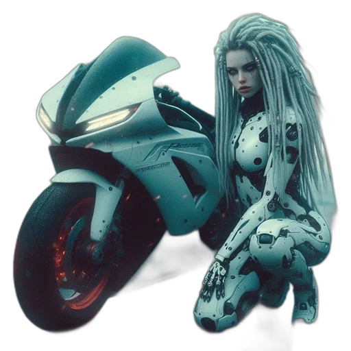 robot, hair, weapon, creature transparent PNG cut-out