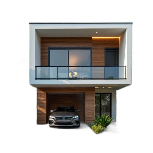 building, car, 3d render, photorealistic transparent PNG cut-out