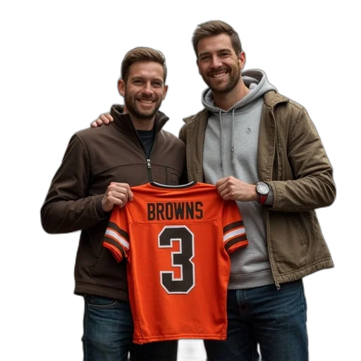 jacket, man, holding, browns transparent PNG cut-out