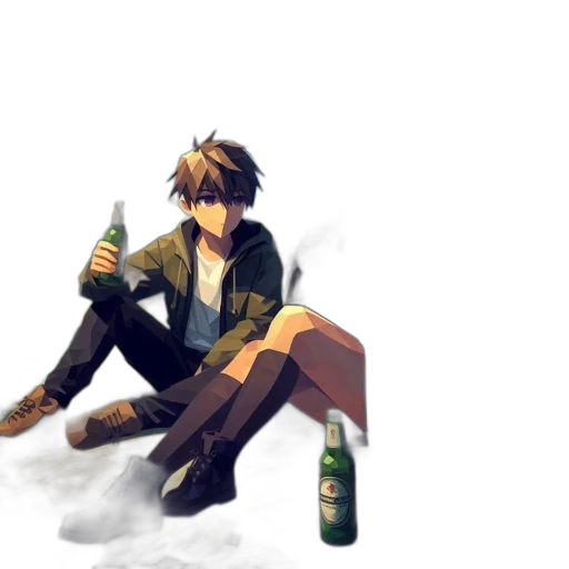 bottle, jacket, pixel art, concept art transparent PNG cut-out