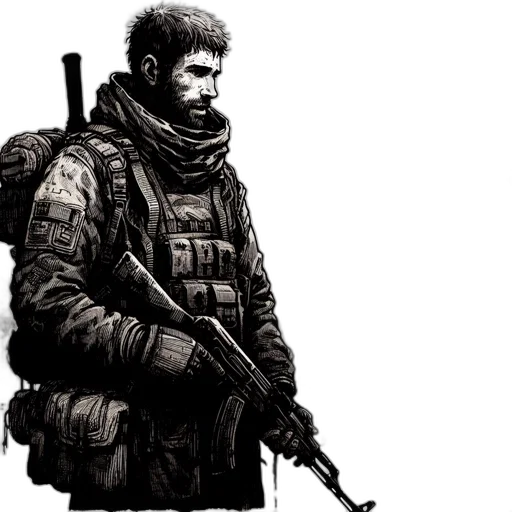 jacket, weapon, concept art, comic book art transparent PNG cut-out