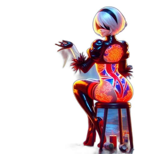 dress, robot, staff, concept art transparent PNG cut-out