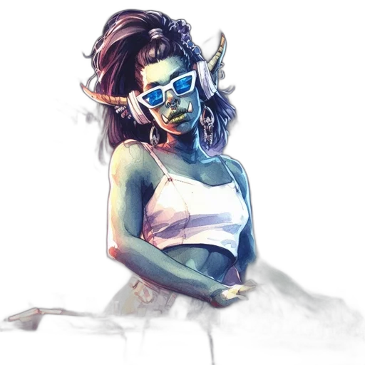 concept art, cyberpunk, watercolor, fantasy art transparent PNG cut-out