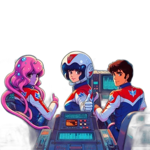 robot, jacket, car, vaporwave transparent PNG cut-out