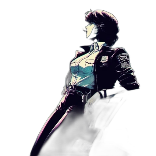 robot, jacket, sword, staff transparent PNG cut-out