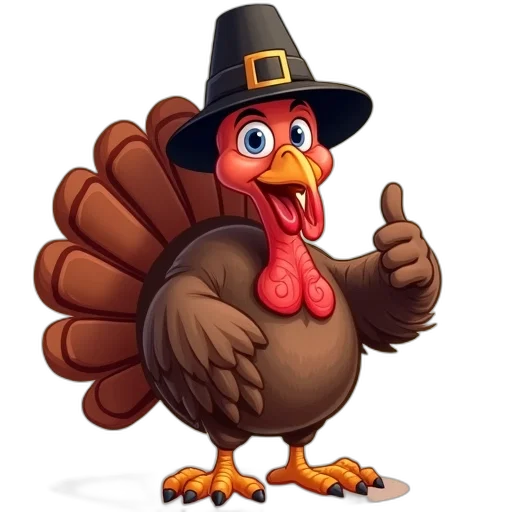 cartoon, thanksgiving, turkey, wearing transparent PNG cut-out