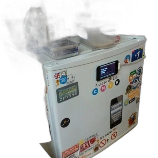 robot, 3d render, white, refrigerator transparent PNG cut-out