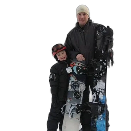 man, child, pose, snowboards transparent PNG cut-out
