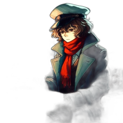 hat, jacket, staff, face transparent PNG cut-out