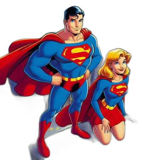 comic book art, concept art, cartoon, superman transparent PNG cut-out