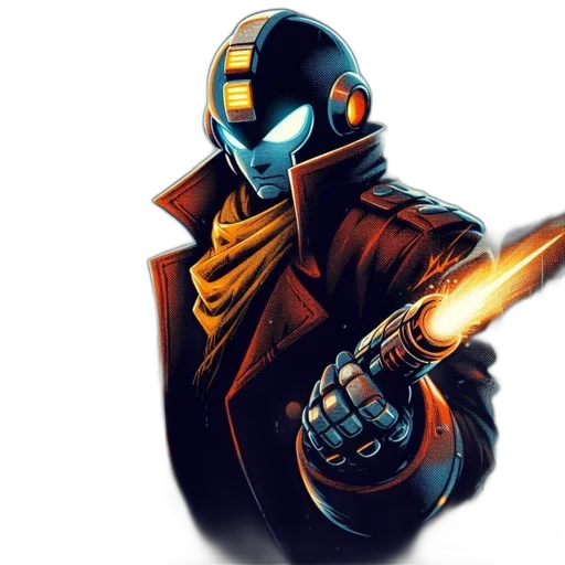 robot, jacket, mask, concept art transparent PNG cut-out