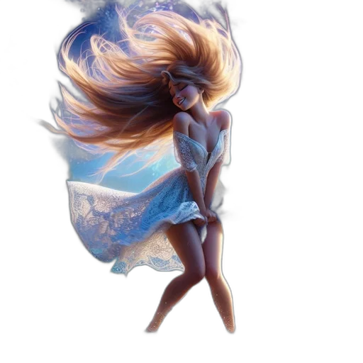dress, hair, creature, fantasy art transparent PNG cut-out