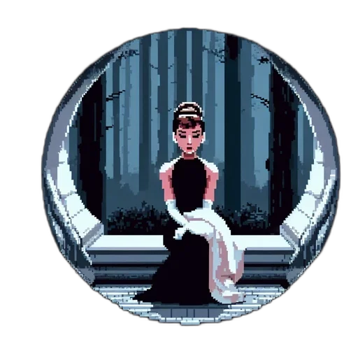 dress, crown, staff, pixel art transparent PNG cut-out