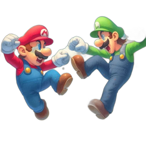 concept art, 3d render, pixel art, mario transparent PNG cut-out