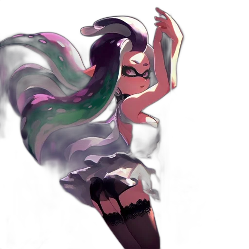 dress, hair, staff, weapon transparent PNG cut-out