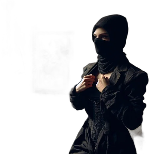 jacket, mask, staff, weapon transparent PNG cut-out