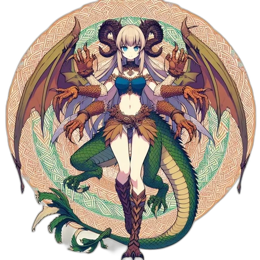 dragon, staff, creature, fantasy art transparent PNG cut-out
