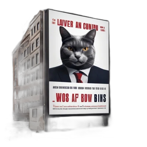 large, billboard, building, features transparent PNG cut-out