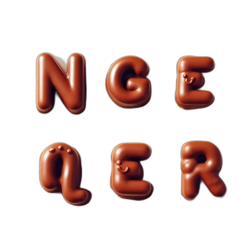 food, 3d render, three-dimensional, chocolate-textured transparent PNG cut-out