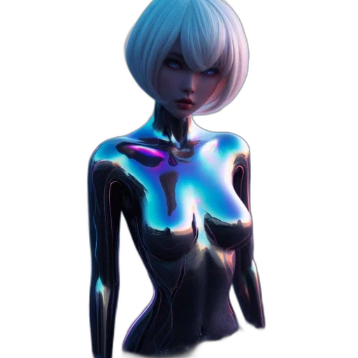 robot, dress, staff, creature transparent PNG cut-out
