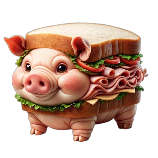food, animal, photorealistic, 3d render transparent PNG cut-out