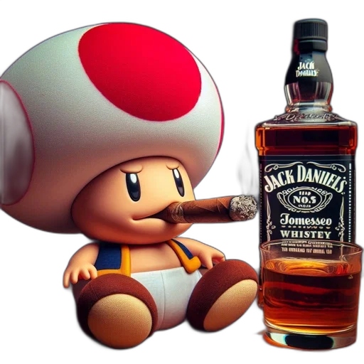 bottle, hat, weapon, 3d render transparent PNG cut-out