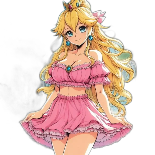 dress, staff, anime, pixel art transparent PNG cut-out