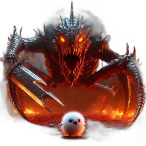 dragon, mask, sword, creature transparent PNG cut-out