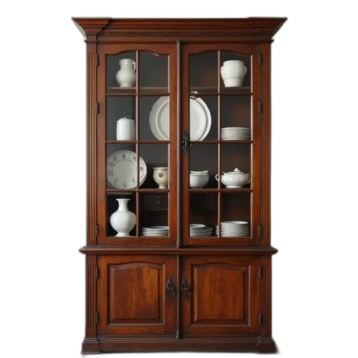 furniture, wooden, cabinet, glass transparent PNG cut-out