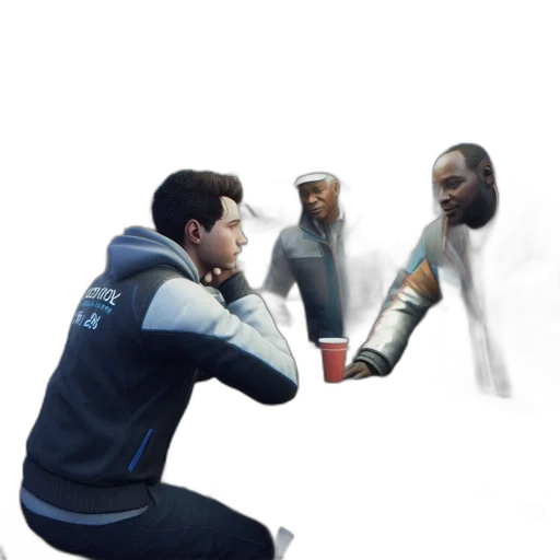 robot, jacket, staff, concept art transparent PNG cut-out