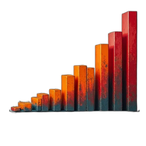 3d render, red, chart, showing transparent PNG cut-out