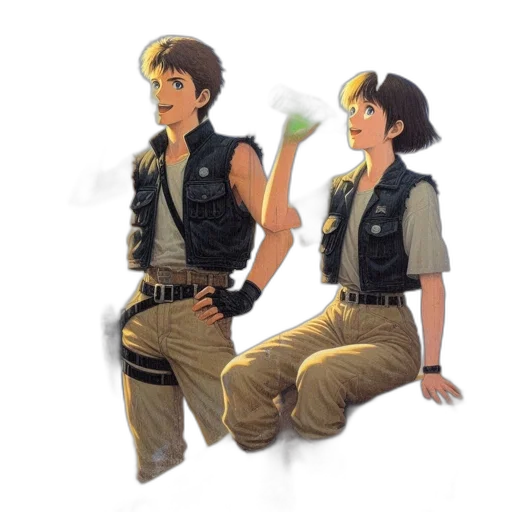 jacket, staff, concept art, pixel art transparent PNG cut-out