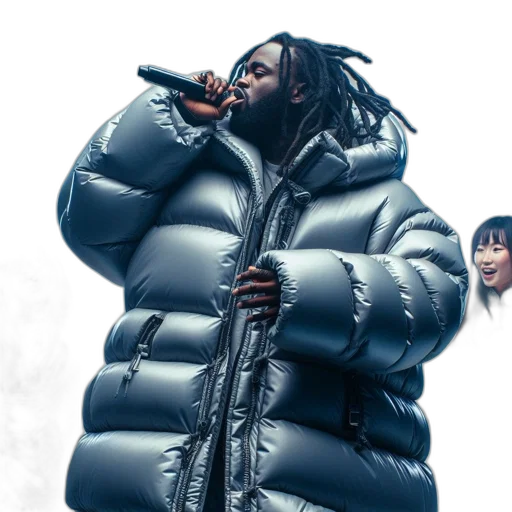 jacket, man, puffer, dreadlocks transparent PNG cut-out