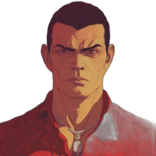 face, jacket, weapon, staff transparent PNG cut-out